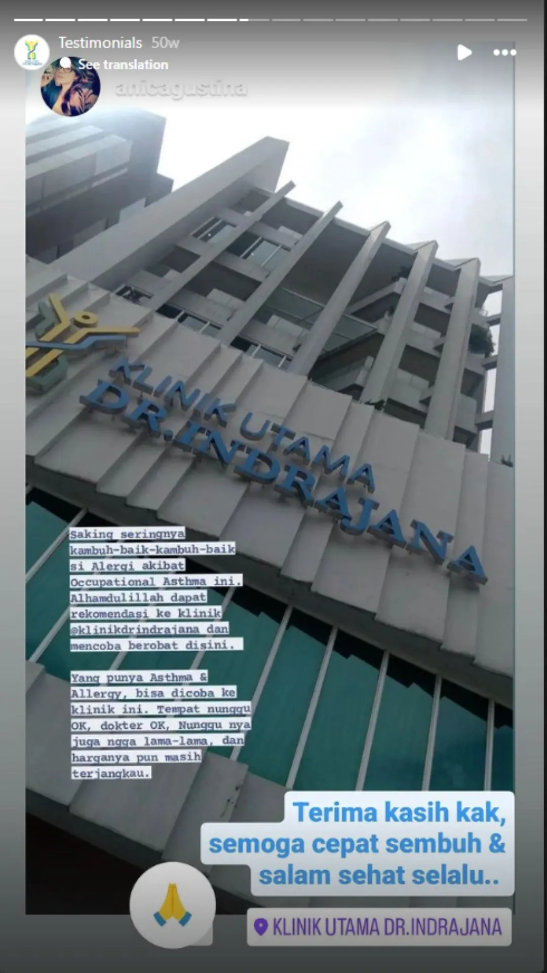Testimonial Pasien - Klinik Utama DR Indrajana