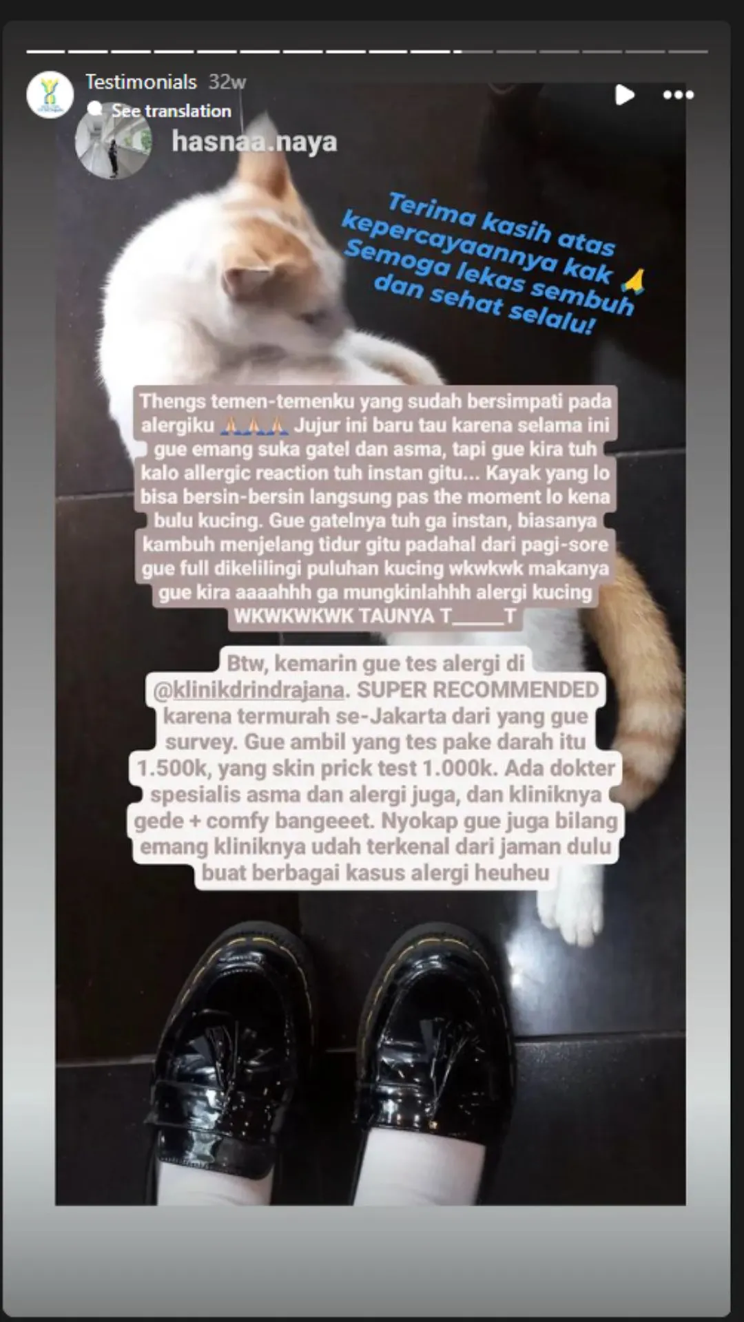 Testimonial Pasien - Klinik Utama DR Indrajana
